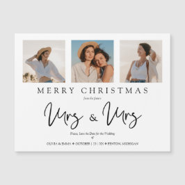 LGTB Lesbian Whimsical MRS & MRS Christmas Wedding Magnetkarte