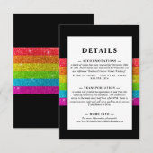 LGTBQ Rainbow Black Chic Modern Wedding Glitzer Begleitkarte (Vorne/Hinten)