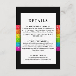 LGTBQ Rainbow Black Chic Modern Wedding Glitzer Begleitkarte