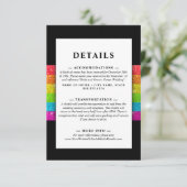 LGTBQ Rainbow Black Chic Modern Wedding Glitzer Begleitkarte (Stehend Vorderseite)