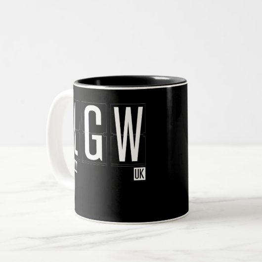 LGW - BRITISCHER Flughafen-Code Londons Gatwick Zweifarbige Tasse (Vorderseite Links)