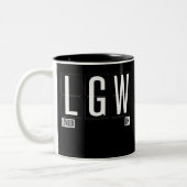 LGW - BRITISCHER Flughafen-Code Londons Gatwick Zweifarbige Tasse (Links)