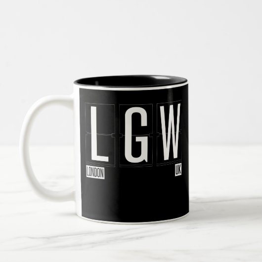 LGW - BRITISCHER Flughafen-Code Londons Gatwick Zweifarbige Tasse (Links)