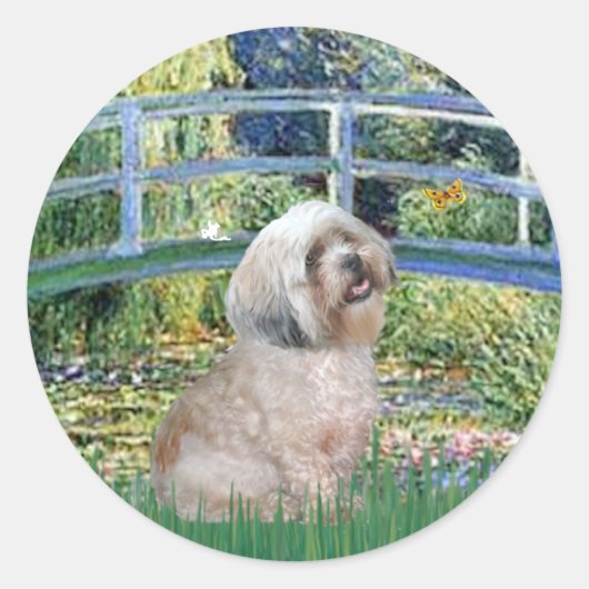 Lhasa Apso 10 - Brücke Runder Aufkleber (Vorderseite)