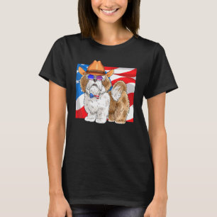 Lhasa Apso 4. Juli Patriotische amerikanische Flag T-Shirt