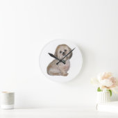 Lhasa Apso (A) - golden / cream Runde Wanduhr (Zuhause)
