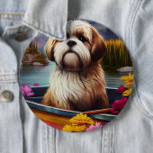 Lhasa Apso auf einem Paddel: Ein landschaftliches Button (Beispiel)