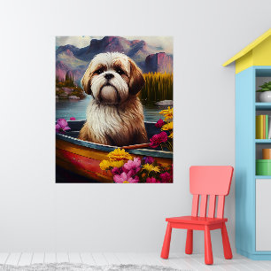 Lhasa Apso auf einem Paddel: Ein landschaftliches Poster