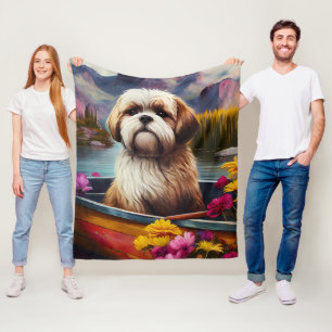 Lhasa Apso auf einem Paddle: Ein Landschaftliches Fleecedecke