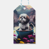 Lhasa Apso auf einem Paddle: Ein Landschaftliches  Geschenkanhänger (Vorderseite)