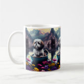 Lhasa Apso auf einem Paddle: Ein Landschaftliches Kaffeetasse (Links)