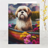 Lhasa Apso auf einem Paddle: Ein Landschaftliches  Karte (Gelbe Blume)