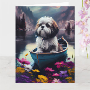 Lhasa Apso auf einem Paddle: Ein Landschaftliches Karte