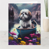 Lhasa Apso auf einem Paddle: Ein Landschaftliches  Karte (Vorderseite)