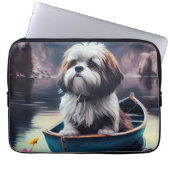 Lhasa Apso auf einem Paddle: Ein Landschaftliches Laptopschutzhülle (Vorderseite)