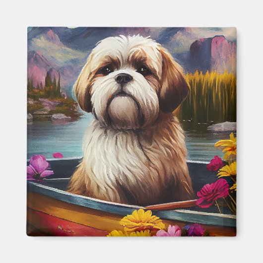 Lhasa Apso auf einem Paddle: Ein Landschaftliches Magnet (Vorne)