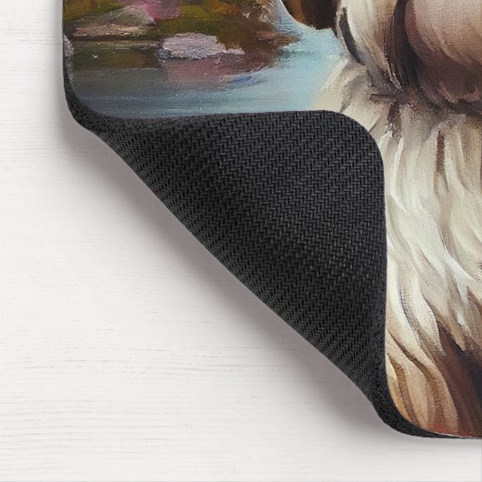 Lhasa Apso auf einem Paddle: Ein Landschaftliches Mousepad (Ecke)