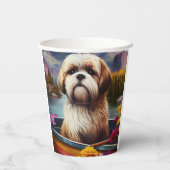 Lhasa Apso auf einem Paddle: Ein Landschaftliches Pappbecher (Rückseite)