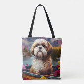 Lhasa Apso auf einem Paddle: Ein Landschaftliches Tasche (Rückseite)