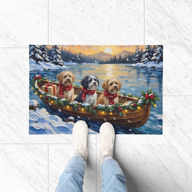 Lhasa Apso Christmas Boat Holiday Fußmatte (Indoor)