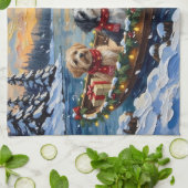 Lhasa Apso Christmas Boat Holiday Geschirrtuch (Gefaltet)