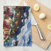 Lhasa Apso Christmas Boat Holiday Geschirrtuch (Viertel Falte)