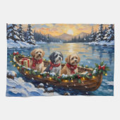 Lhasa Apso Christmas Boat Holiday Geschirrtuch (Horizontal)