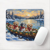 Lhasa Apso Christmas Boat Holiday Mousepad (Mit Mouse)