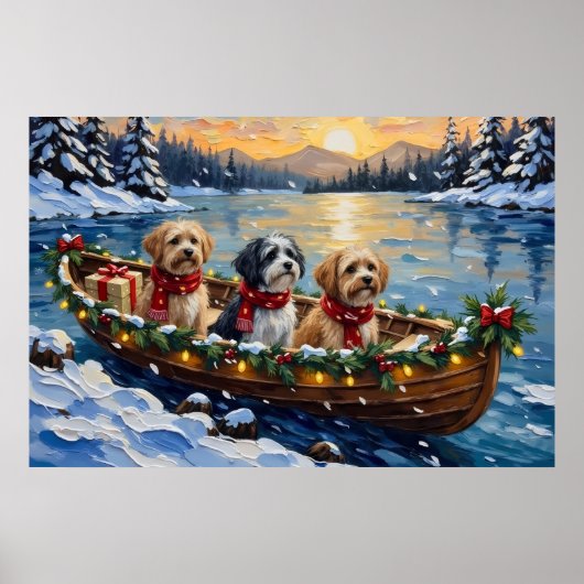 Lhasa Apso Christmas Boat Holiday Poster (Vorne)