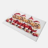 Lhasa Apso Christmas Dress Santa Hat Fußmatte (Schrägansicht)