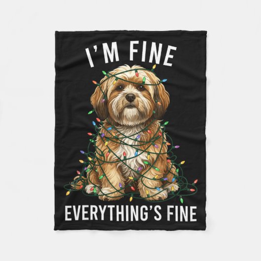 Lhasa Apso Christmas I'm Fine Everything Is Fine Fleecedecke (Vorderseite)