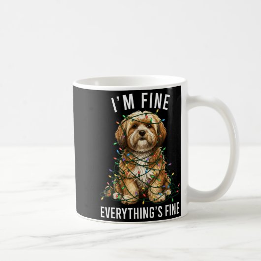 Lhasa Apso Christmas I'm Fine Everything Is Fine Kaffeetasse (Rechts)