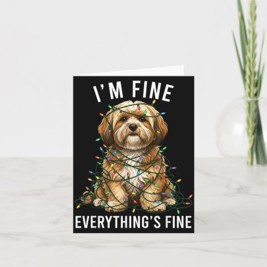 Lhasa Apso Christmas I'm Fine Everything Is Fine Karte (Vorderseite)