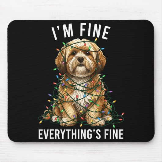 Lhasa Apso Christmas I'm Fine Everything Is Fine Mousepad (Vorne)