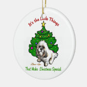 Lhasa Apso Christmas Keramikornament (Links)