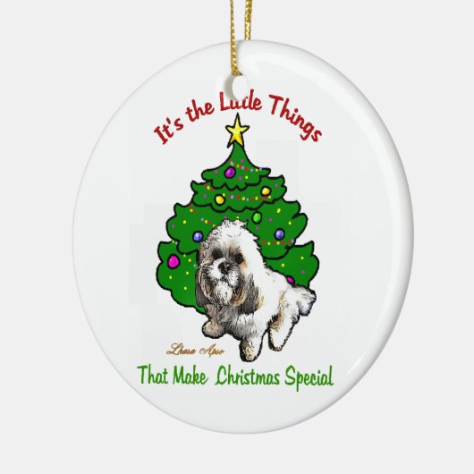 Lhasa Apso Christmas Keramikornament (Links)