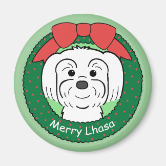Lhasa Apso Christmas Magnet