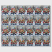 Lhasa Apso Christmas Red Truck Holiday Geschenkpapier (Flach)
