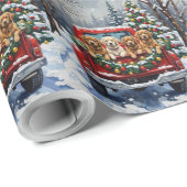 Lhasa Apso Christmas Red Truck Holiday Geschenkpapier (Rolleneckpunkt)