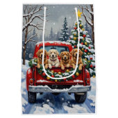 Lhasa Apso Christmas Red Truck Holiday Mittlere Geschenktüte (Rückseite)