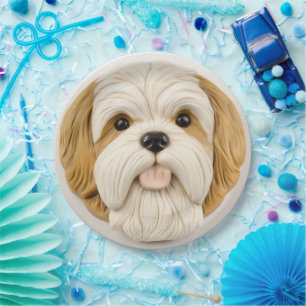 Lhasa Apso Dog 3D Inspiriert Pappteller