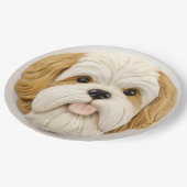 Lhasa Apso Dog 3D Inspiriert Pappteller (Schrägansicht)
