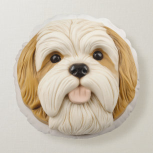 Lhasa Apso Dog 3D Inspiriert Rundes Kissen