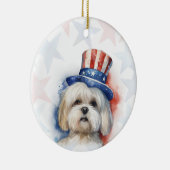 Lhasa Apso Dog, 4th of july Personalized Keramik Ornament (Rechts)