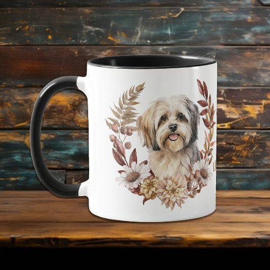 Lhasa Apso Dog Autumn Wreath Tasse