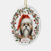 Lhasa Apso Dog Ceramic Circle Ornament (Rechts)