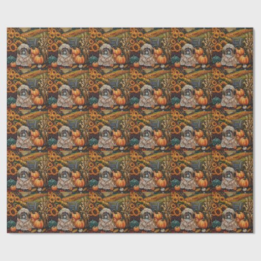 Lhasa Apso Dog Herbsternte Erntedank Geschenkpapier (Flach)