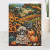 Lhasa Apso Dog Herbsternte Erntedank Karte (Vorderseite)