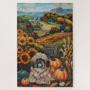 Lhasa Apso Dog Herbsternte Erntedank Puzzle