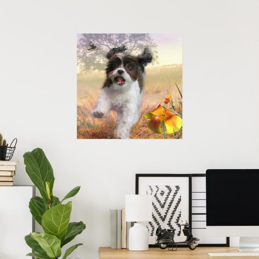 Lhasa Apso Dog HIGH SCHWANZ ZUHAUSE Poster (Heimbüro)
